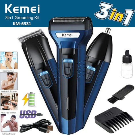 KEMEI 3in1 Rechargeable Hair Clipper