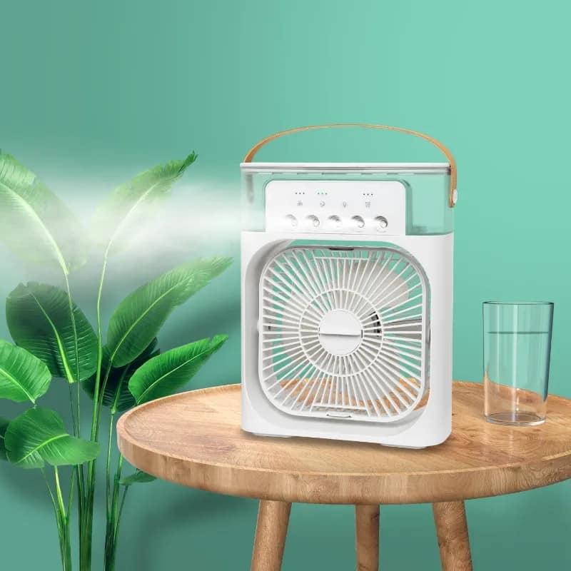 4-IN-1 Multi-Functional Portable Air Humidifier Cooling USB Fan With Color Night Light