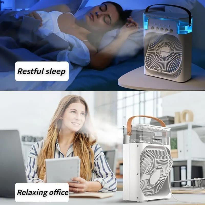 4-IN-1 Multi-Functional Portable Air Humidifier Cooling USB Fan With Color Night Light