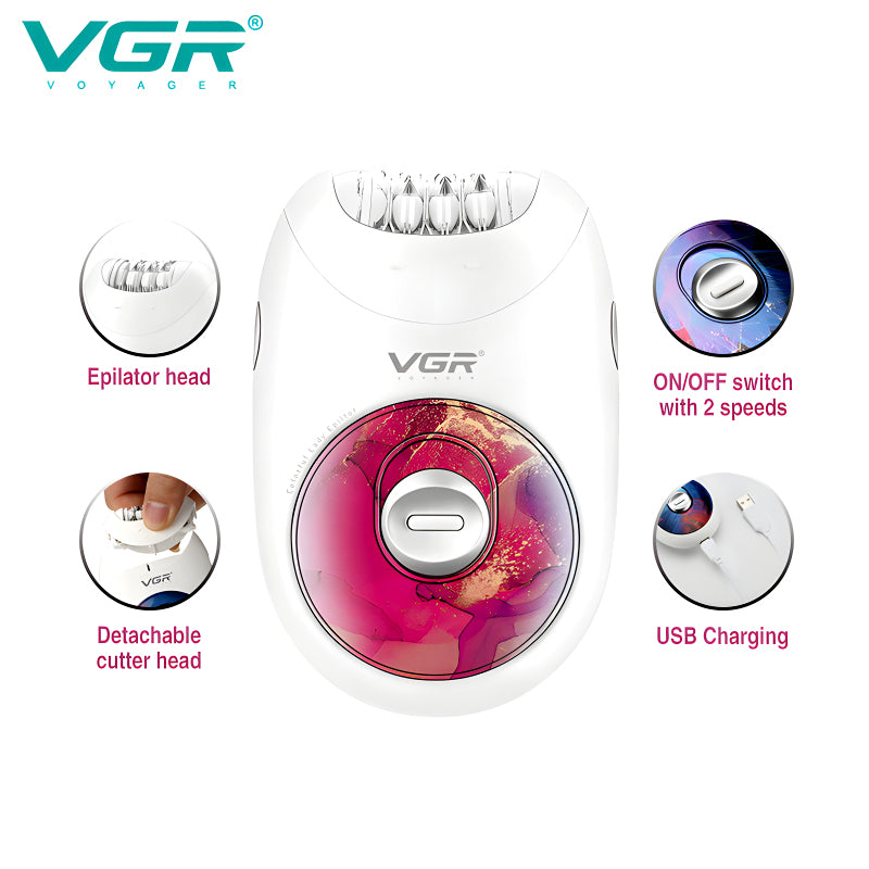 VGR Rechargeable Electric Lady Epilator Hair Removal Machine