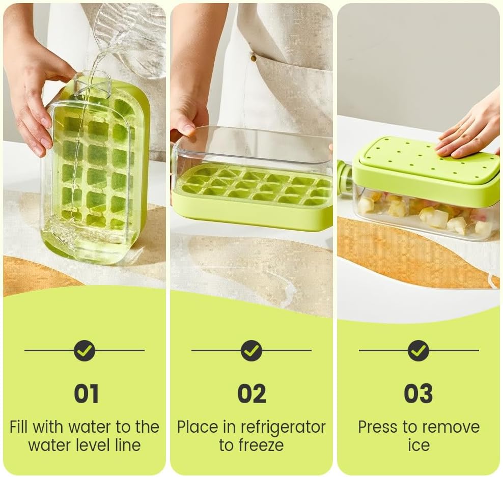 Ice Cube Bottle 2 in 1, Silicone Ice Tray for Home Ice Making with Lid and Straw