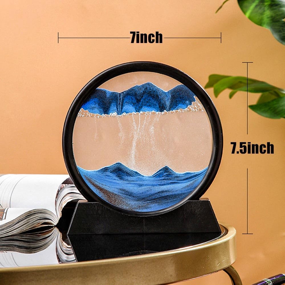 Round Glass 3D Deep Sea Sandscape Moving Sand Art