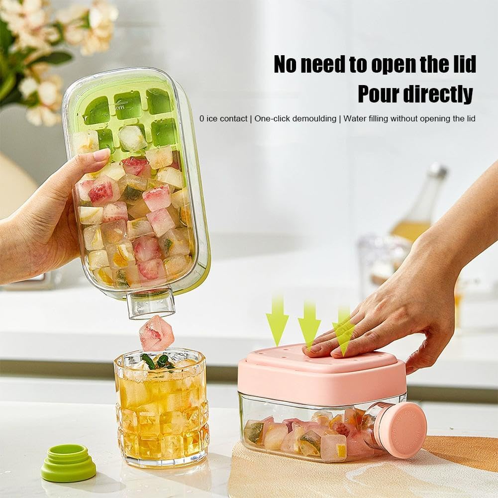 Ice Cube Bottle 2 in 1, Silicone Ice Tray for Home Ice Making with Lid and Straw