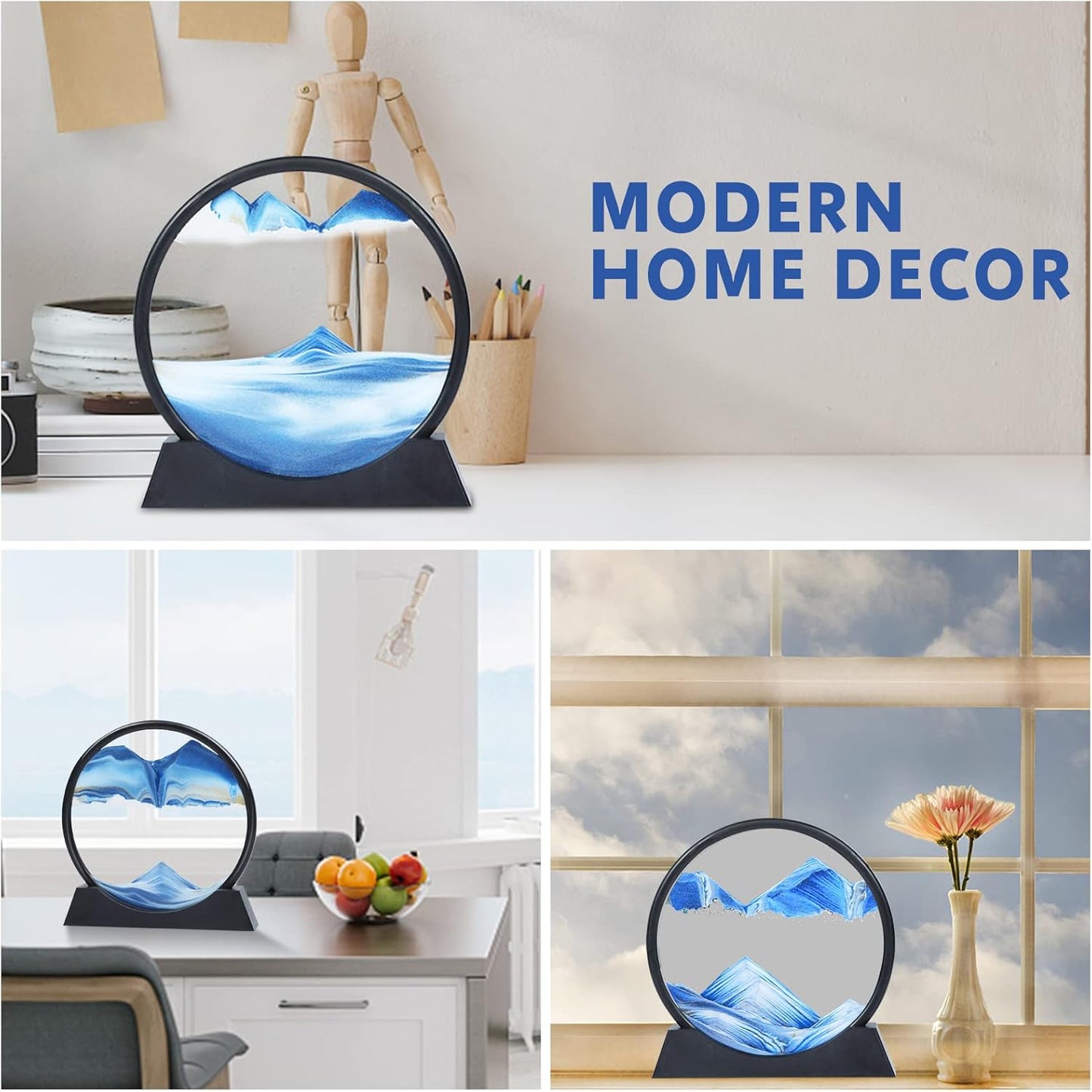 Round Glass 3D Deep Sea Sandscape Moving Sand Art