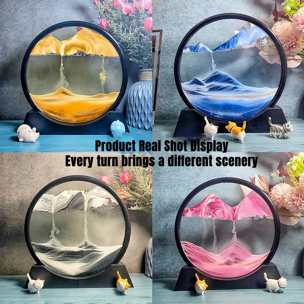 Round Glass 3D Deep Sea Sandscape Moving Sand Art