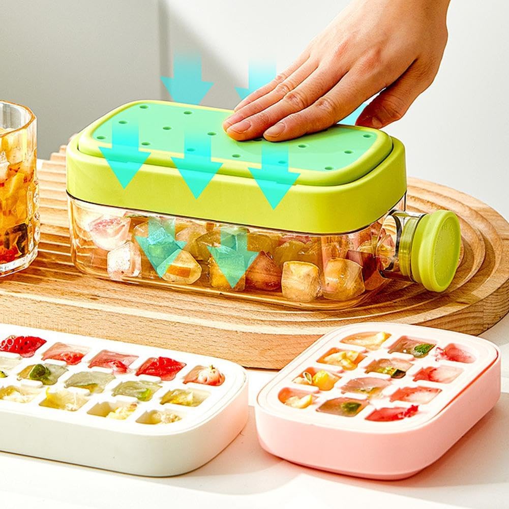 Ice Cube Bottle 2 in 1, Silicone Ice Tray for Home Ice Making with Lid and Straw