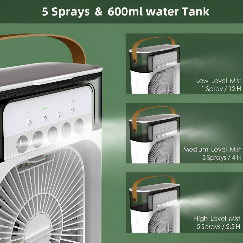 4-IN-1 Multi-Functional Portable Air Humidifier Cooling USB Fan With Color Night Light
