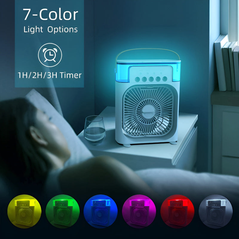 4-IN-1 Multi-Functional Portable Air Humidifier Cooling USB Fan With Color Night Light