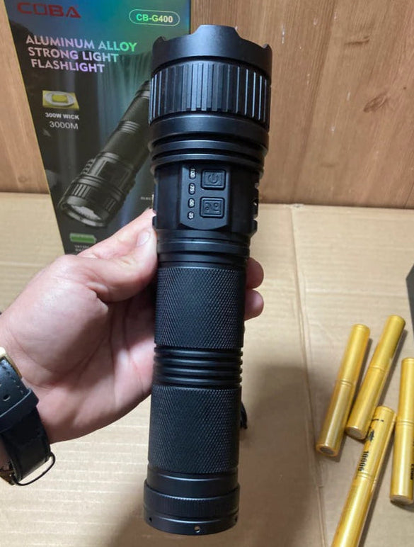 COBA G400 Imported High Beam Powerful Led Flashlight Torch- 3 KM Range