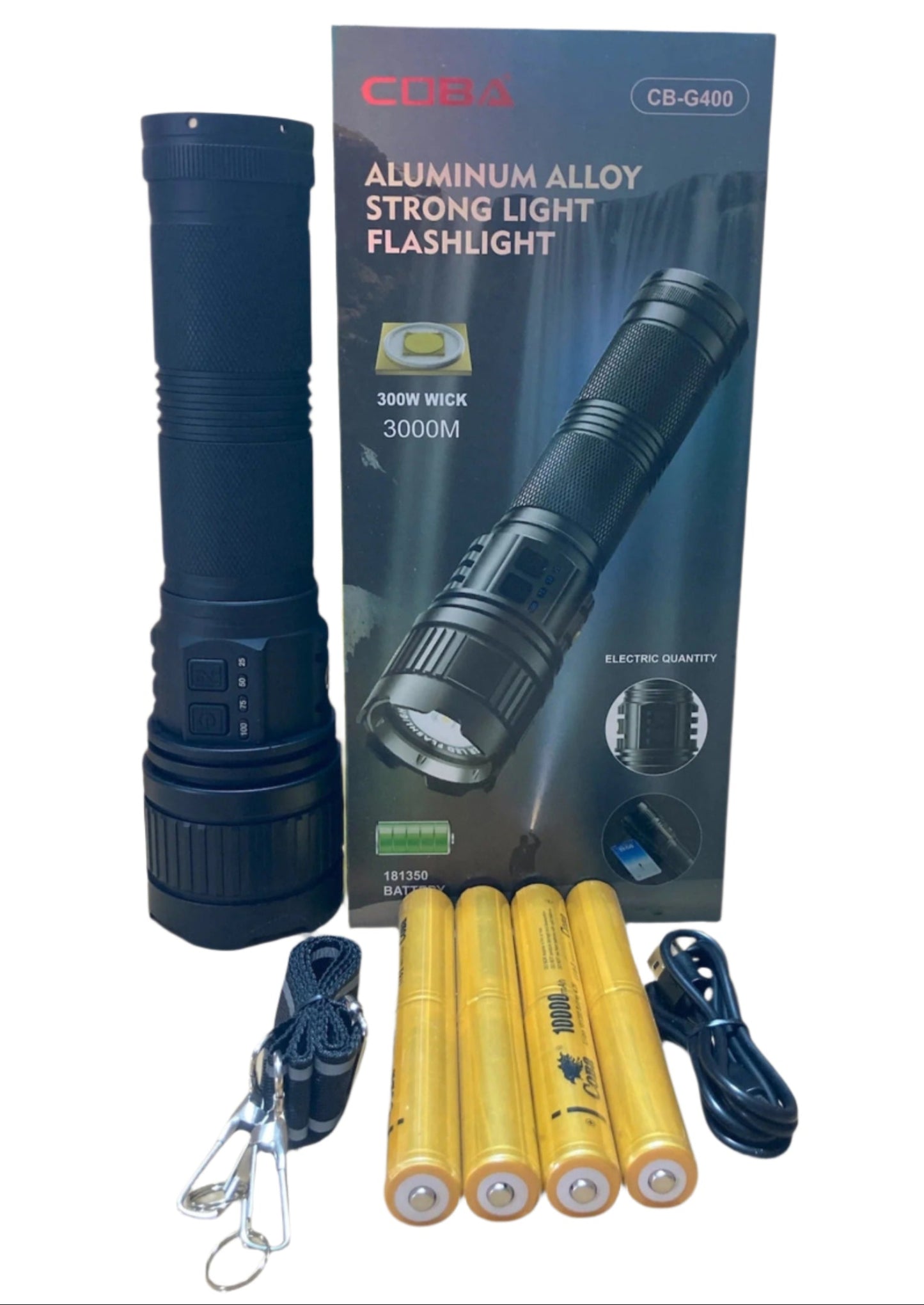COBA G400 Imported High Beam Powerful Led Flashlight Torch- 3 KM Range