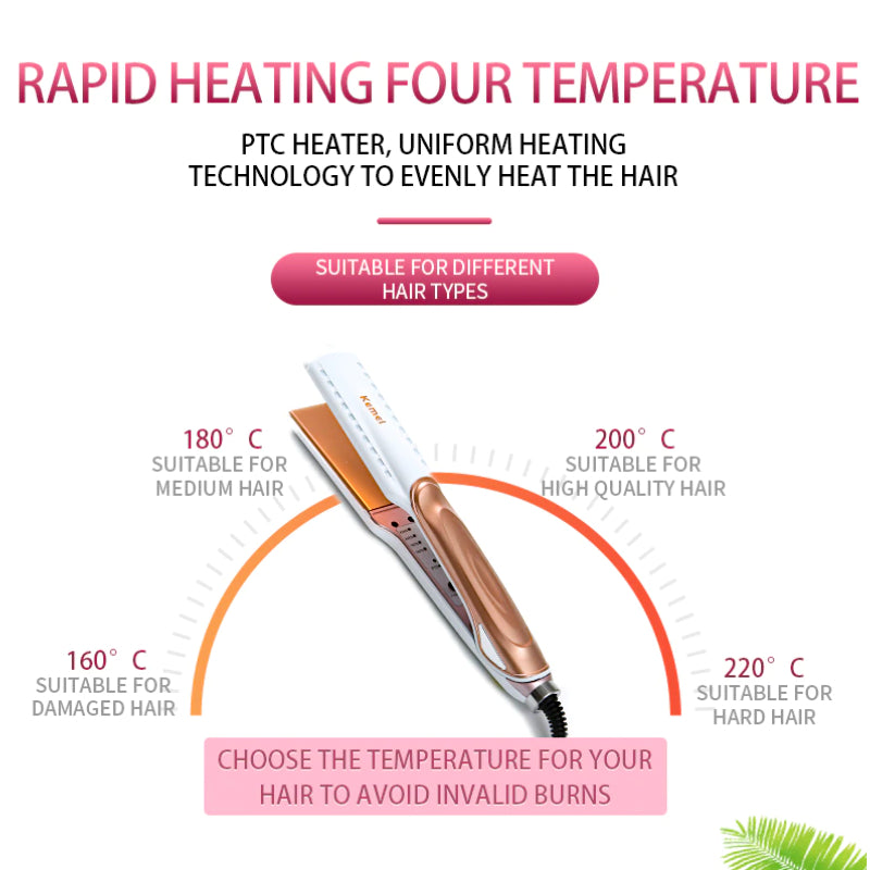 Kemei Professional Hair Straightener With Temperature Control