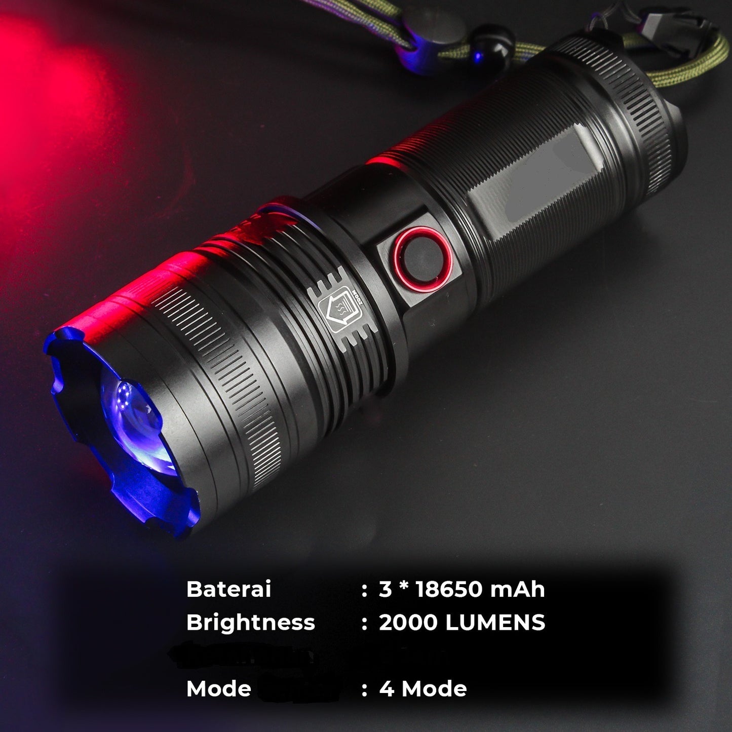 Ruilang Multi-functional Rechargeable Sealed Flashlight Torch- 1.2 KM