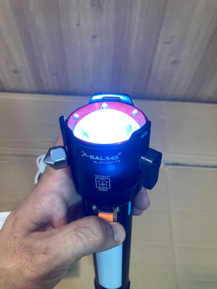Rechargeable LED 1 KM Range Multi-Functional Flashlight- Lighter + Double Cells
