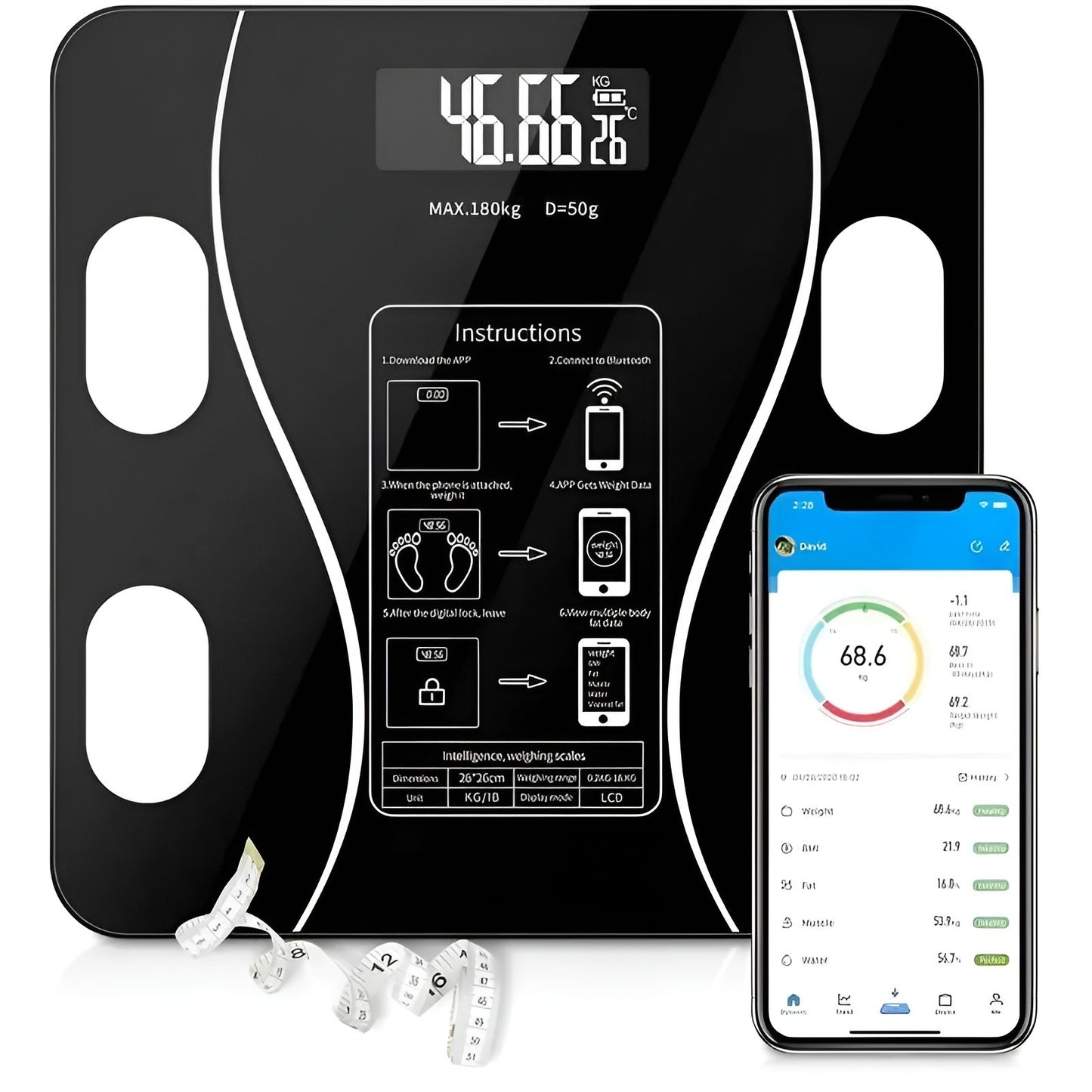 Smart App Bluetooth Supported Weight Scale- 180 KG
