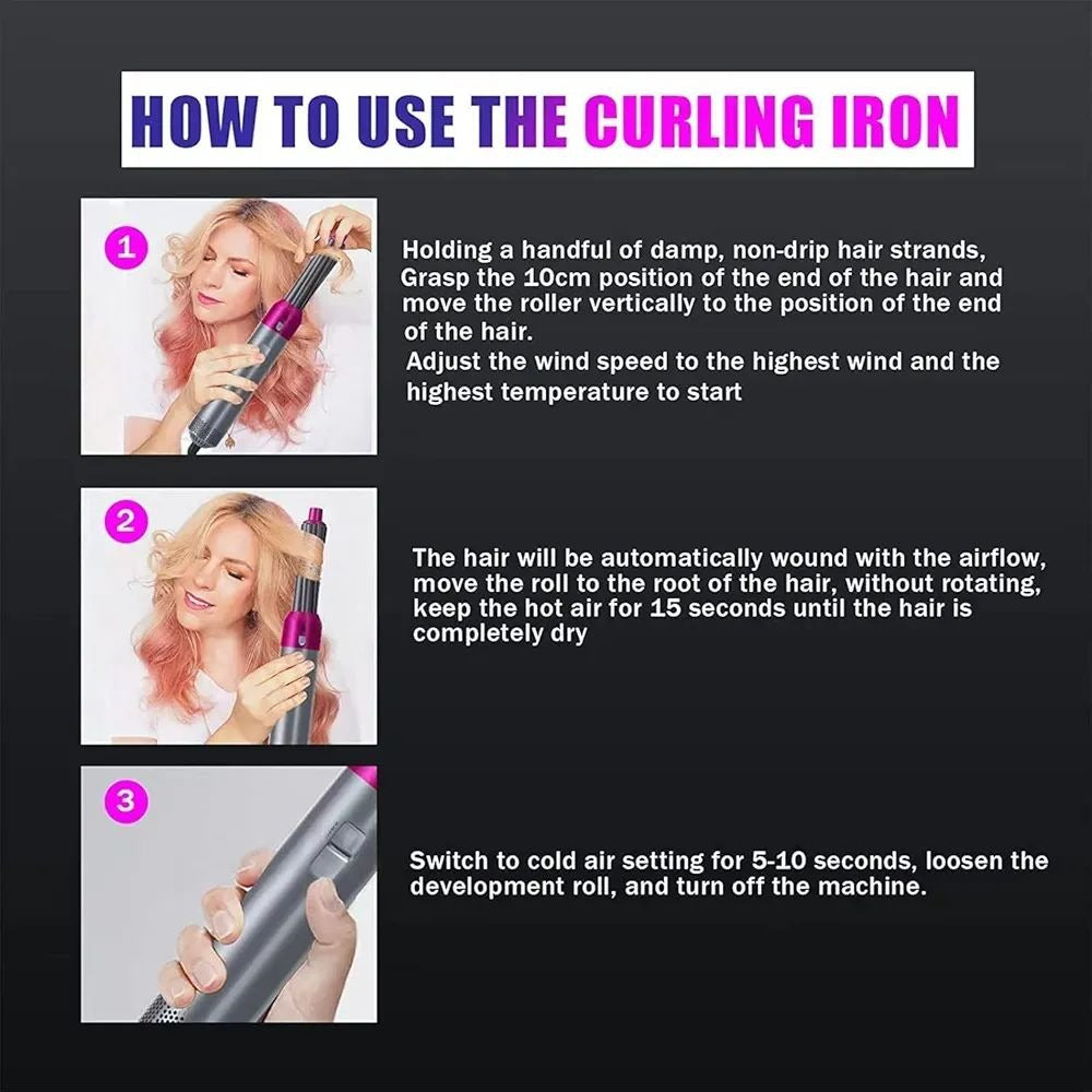 IMPORTED 5 In 1 Multi-functional Hair Dryer Air Brush Styles