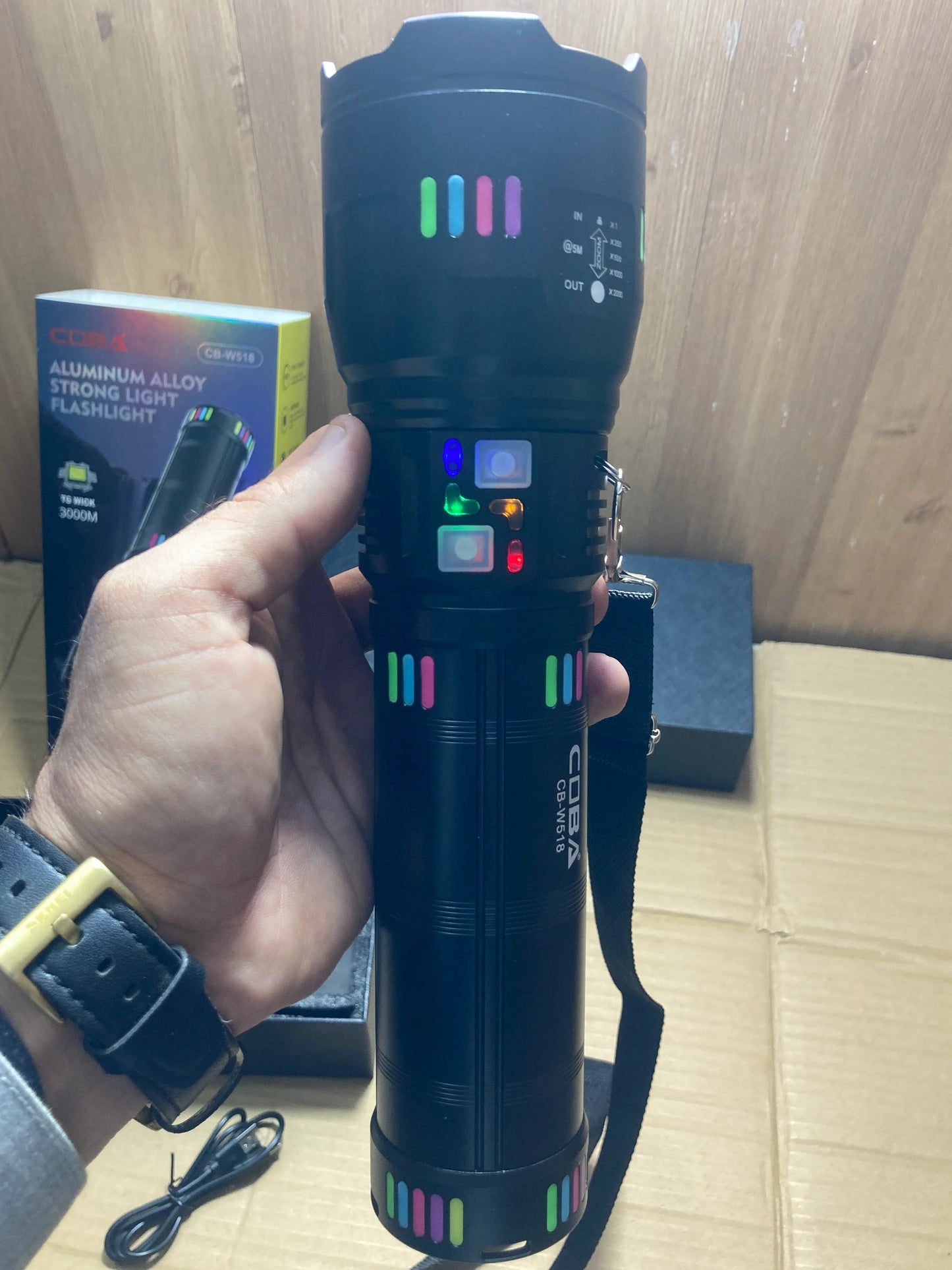 COBA CB-W518 Rechargeable MULTI-FUNCTIONAL Flashlight 3 KM RANGE