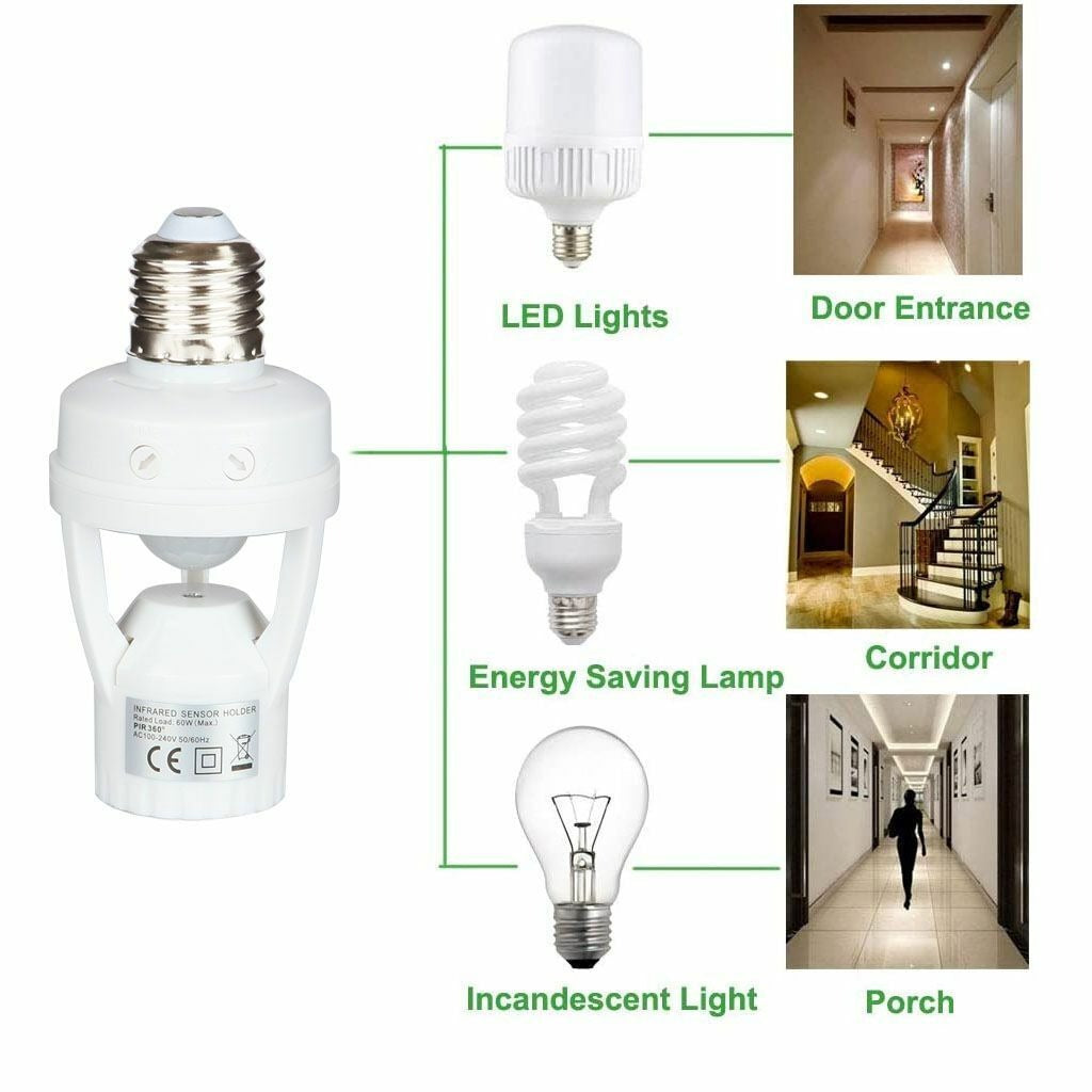Motion Sensor LED Lamp Bulb HOLDER- Auto ON/OFF