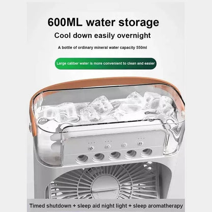 4-IN-1 Multi-Functional Portable Air Humidifier Cooling USB Fan With Color Night Light