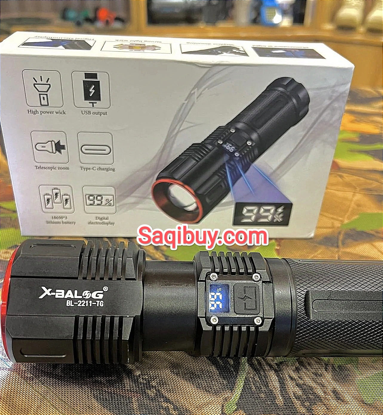 Rechargeable Powerful Multi-Functional Torch- 1.5 Km SaQiBuy