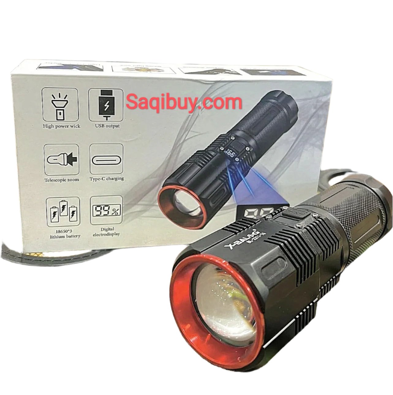 Rechargeable Powerful Multi-Functional Torch- 1.5 Km SaQiBuy