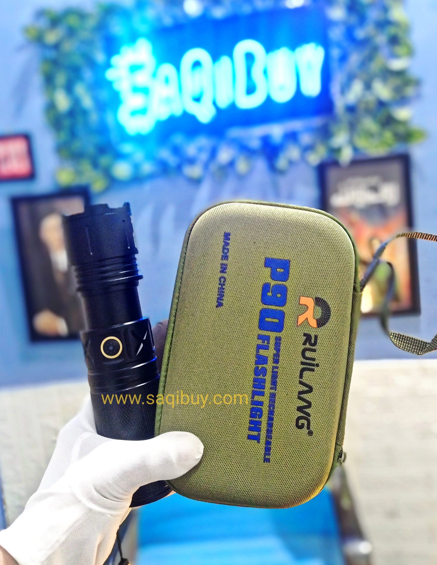 Ruilang P90 امپورٹڈ LED ٹارچ لائٹ 8800 mAh بیٹری- 1.5 کلومیٹر رینج