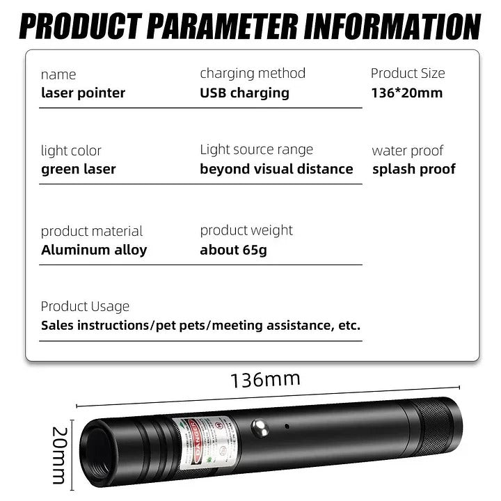 Rechargeable Powerful Green Laser Pointer- Multiple Task SaQiBuy