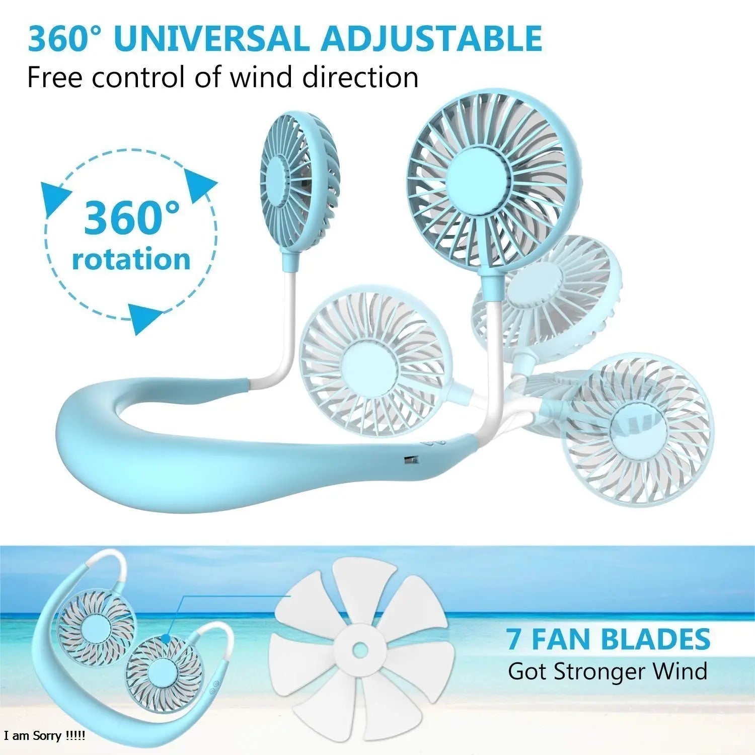 Rechargeable Hanging Neck Fan SaQiBuy