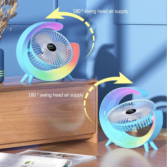 USB Rechargeable Desktop Fan With RGB Lights SaQiBuy