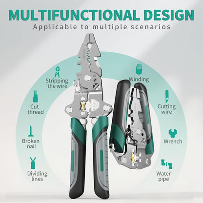 16 in 1 Foldable Wire Stripper and Crimper, Durable Cable Cutter and Stripping Tools