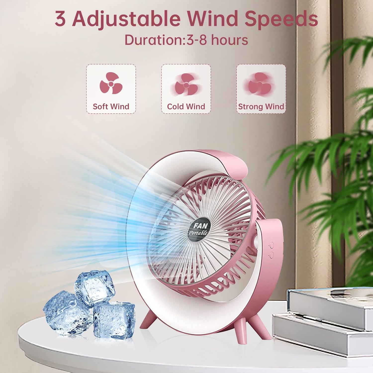 USB Rechargeable Desktop Fan With RGB Lights SaQiBuy