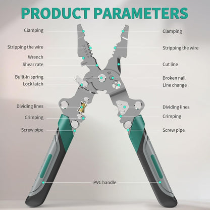 16 in 1 Foldable Wire Stripper and Crimper, Durable Cable Cutter and Stripping Tools