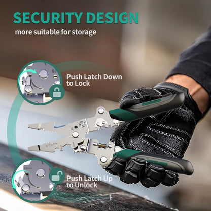 16 in 1 Foldable Wire Stripper and Crimper, Durable Cable Cutter and Stripping Tools