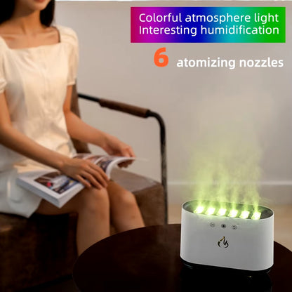 Dynamic Flame Fire Air Humidifier USB LED Color Light- 900mL