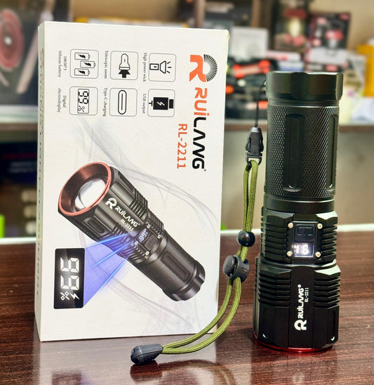 Rechargeable Powerful Multi-Functional Torch- 1.5 Km
