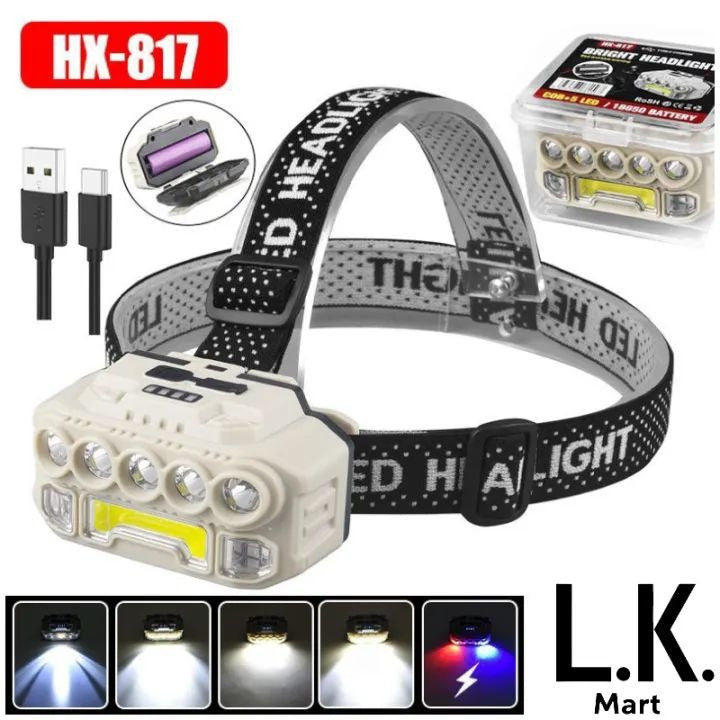 Rechargeable Sensor Powerful LED Flashlight Headlamp