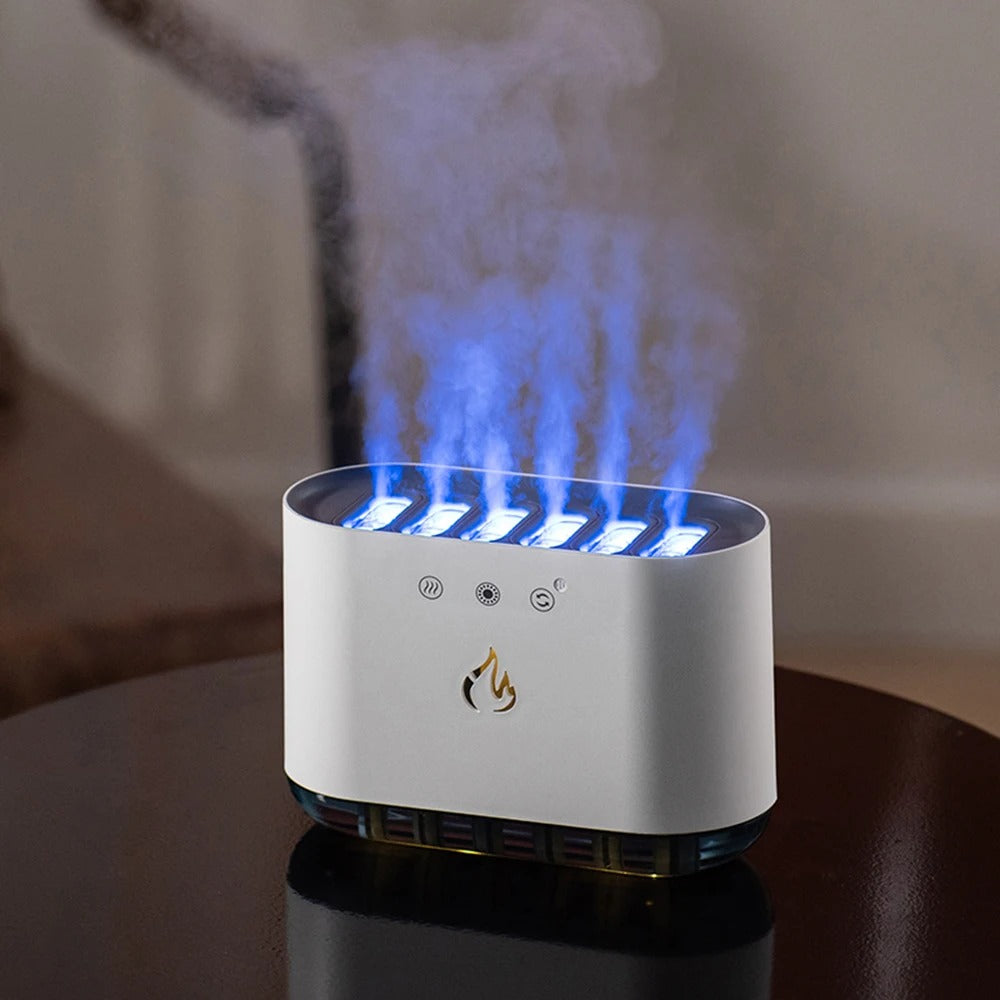 Dynamic Flame Fire Air Humidifier USB LED Color Light- 900mL