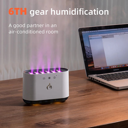 Dynamic Flame Fire Air Humidifier USB LED Color Light- 900mL